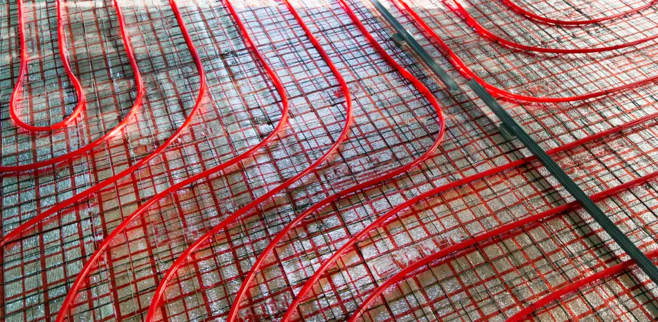 Heating lines within a house's foundation